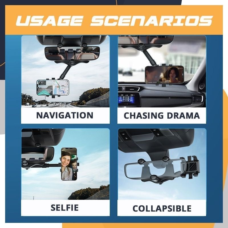 Rotatable Rear Mirror Car Phone Holder